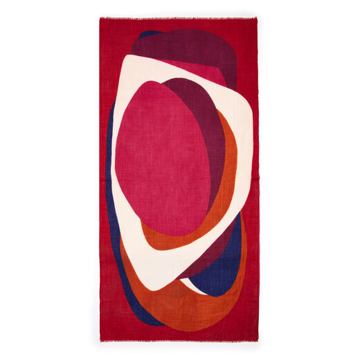 Abstract red wool scarf
